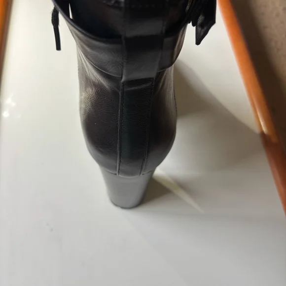 Shoe Dazzle Black Combat Boots with Buckle Detail - Picture 9 of 13